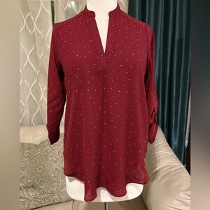 LUSH Burgundy Dot Blouse
